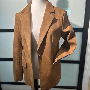 *New*Faux Leather Single-Breasted Blazer size:S